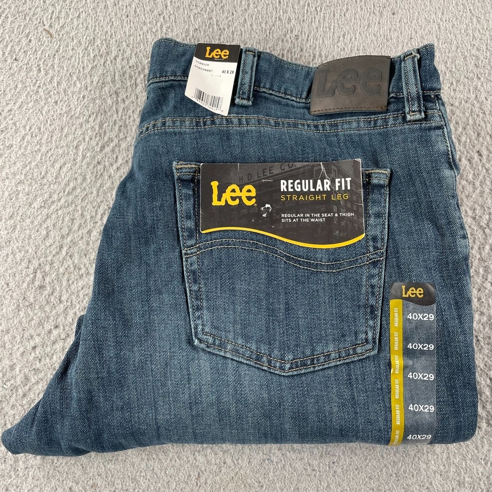 Lee Men's Jeans Size 40x29 Regular Fit Straight Leg Cotton Denim Blue NEW NWT
